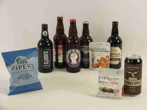 6 dark gluten free beers with 3 snacks